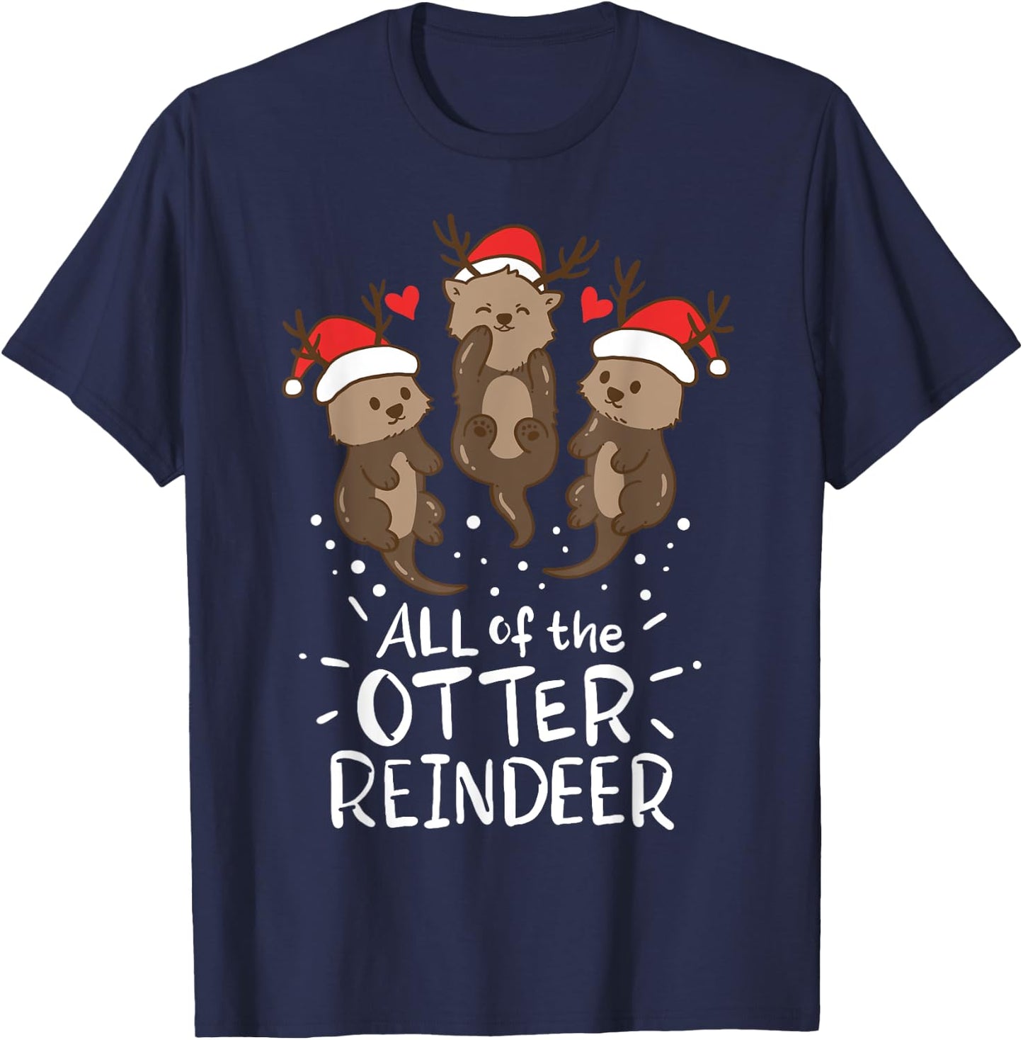 Otter Reindeer Deer Christmas Xmas Gift Present T-Shirt - T-Shirt | Navy
