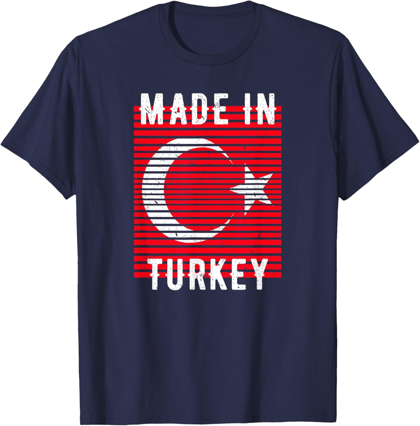 Made In Turkey Turk Home Country Homeland Flag Retro Vintage T-Shirt - T-Shirt | Navy