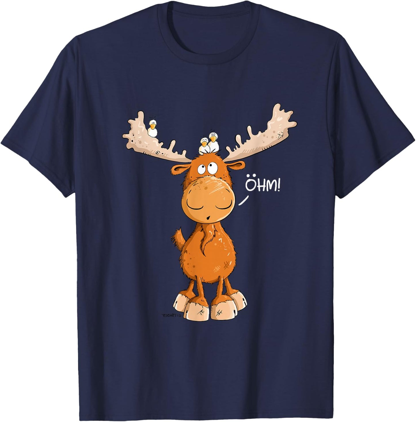 Öhm Elk I Deer Reindeer Forest Animal , black T-Shirt - T-Shirt | Navy