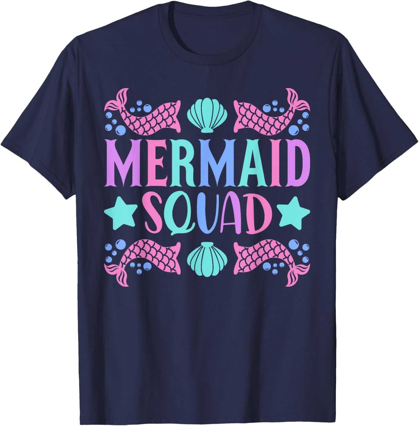 Mermaid Squad Cute Mermaid Birthday Party Outfit Kid Mermaid T-Shirt - T-Shirt | Navy