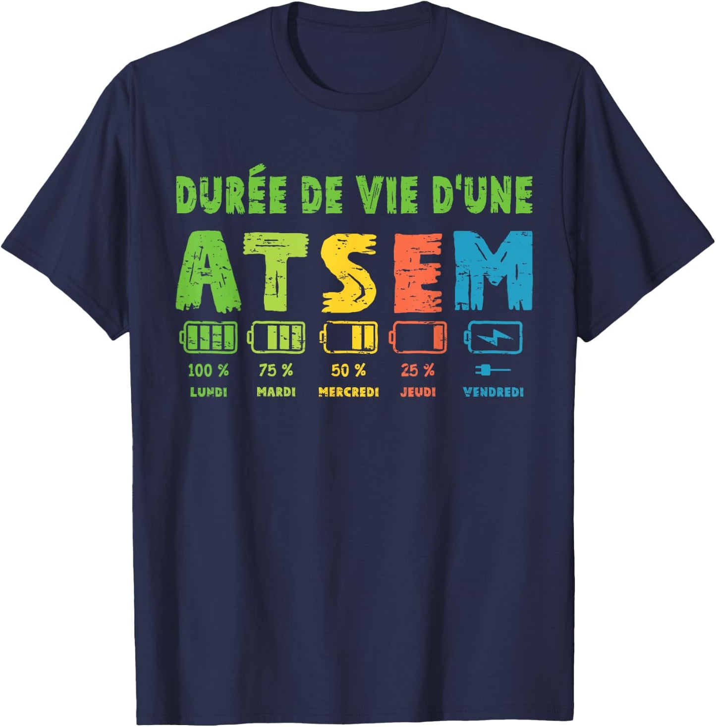 Atsem Women's Funny Atsem Maternelle School End of Year , Black, S T-Shirt - T-Shirt | Navy