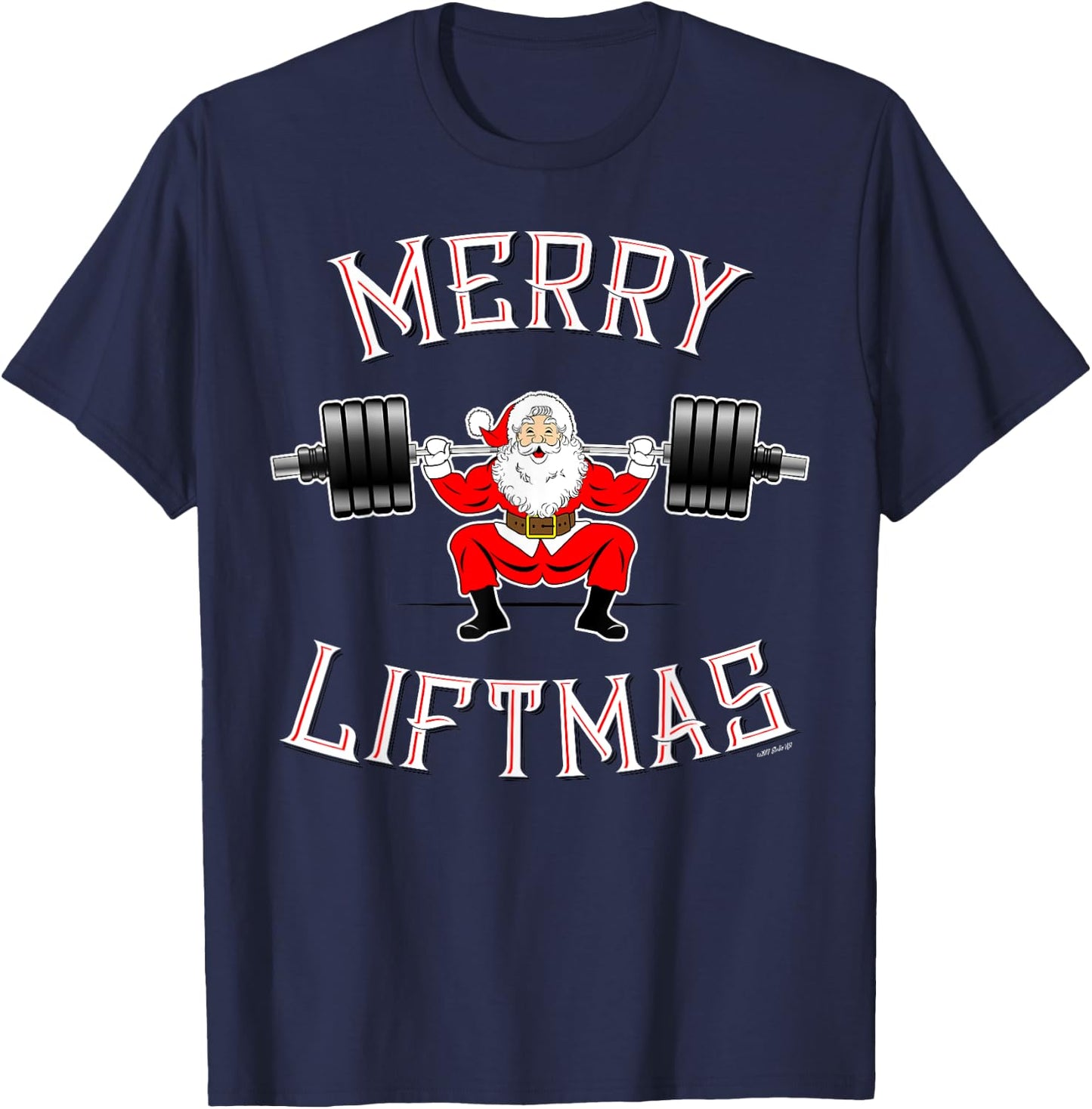 Merry Liftmas Squat Workout - Weightlifting Santa T-Shirt - T-Shirt | Navy