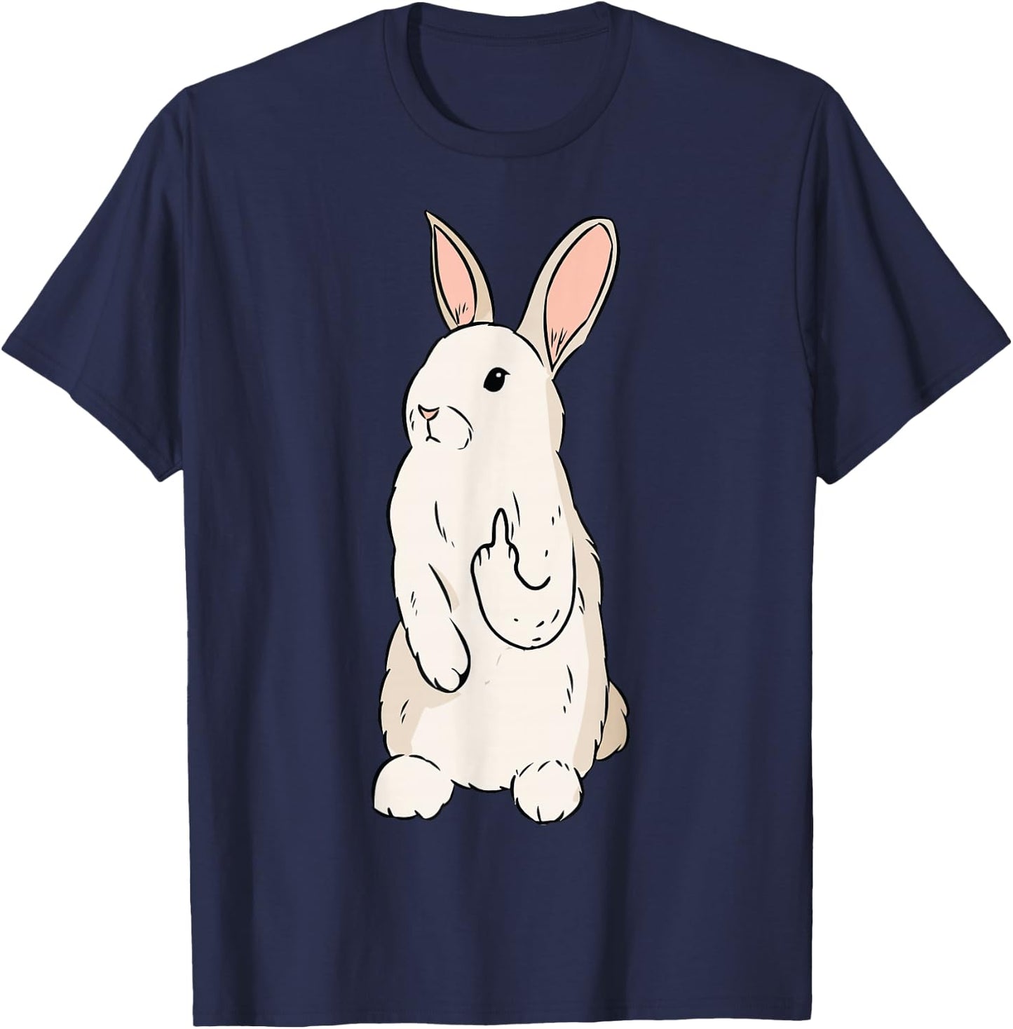 Bunny Giving The Finger Funny Easter Graphic Cool T-Shirt - T-Shirt | Navy
