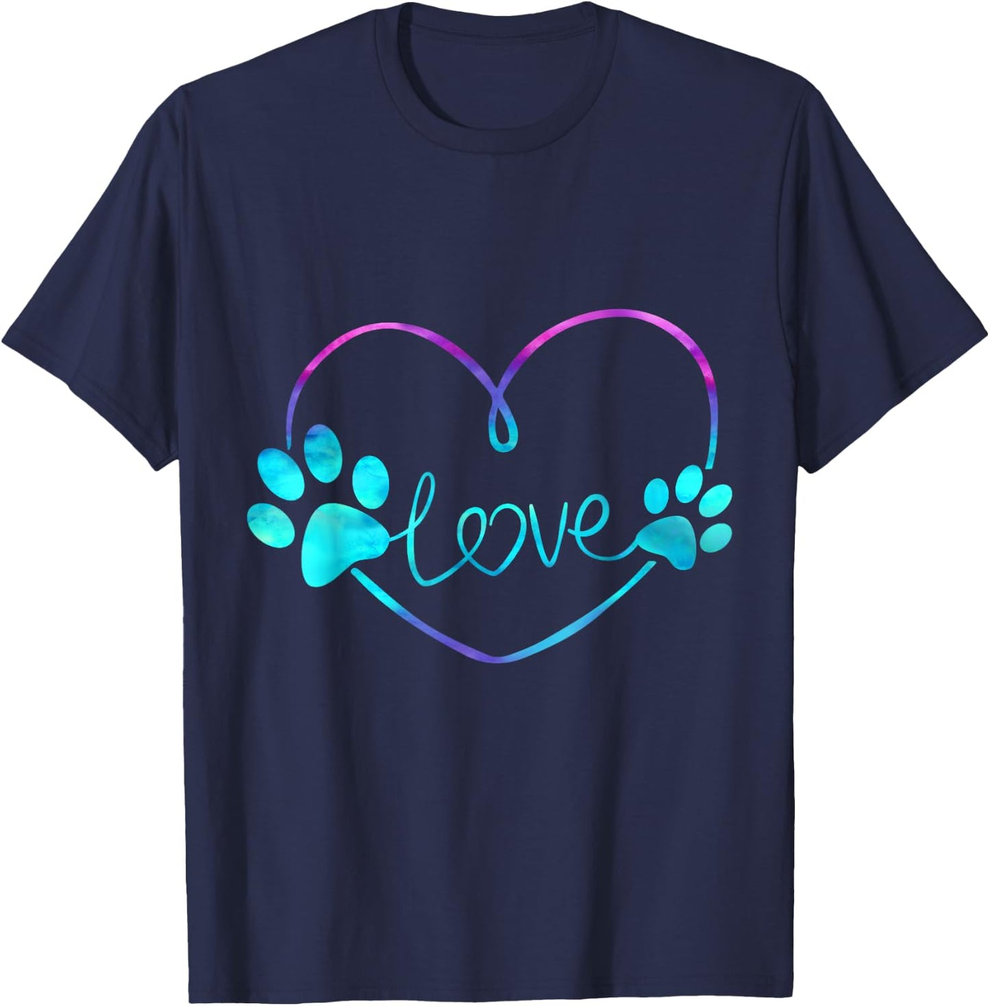 Purple and Teal Dogs with Two Paws , Black, S T-Shirt - T-Shirt | Navy
