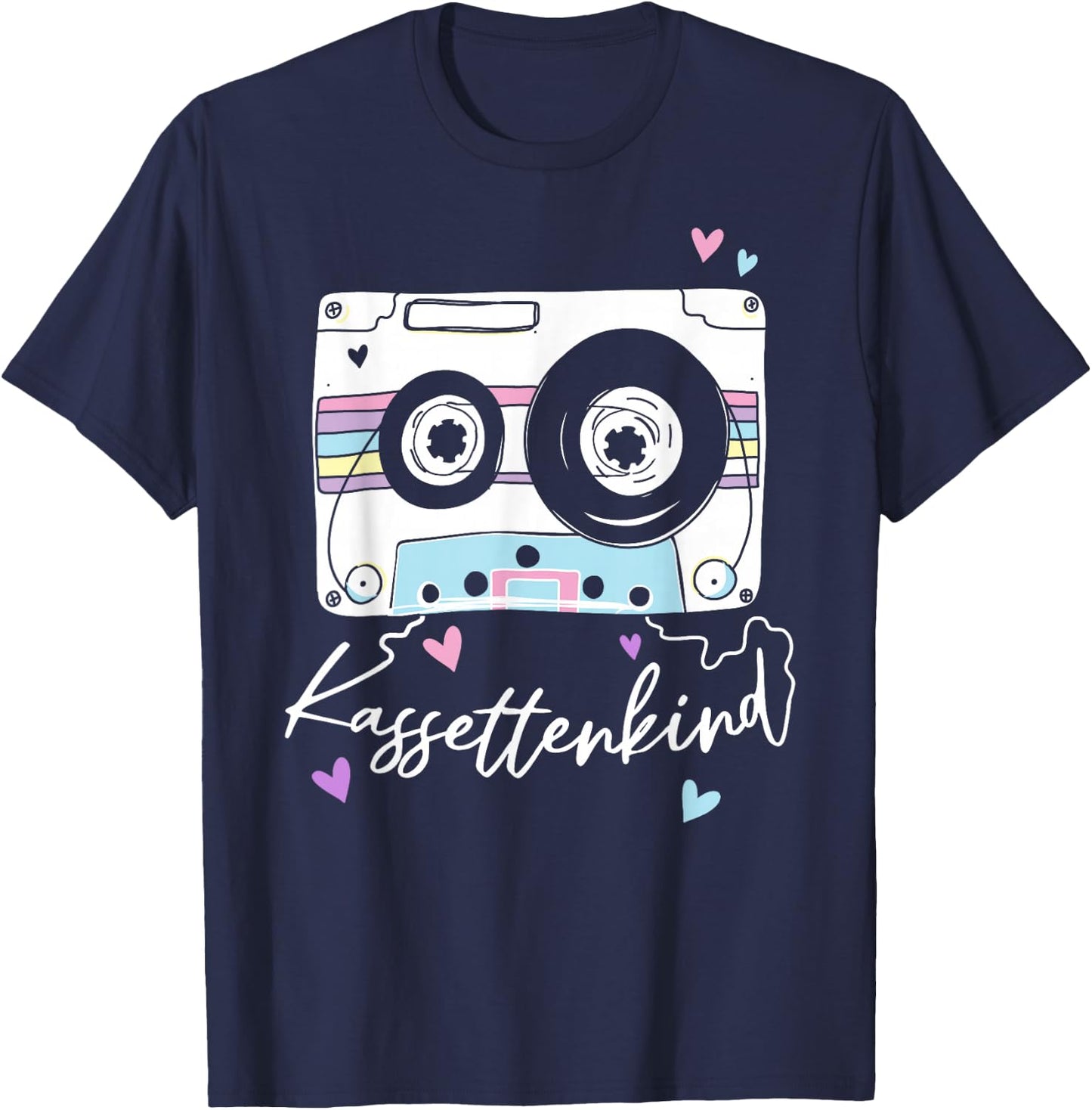 Kassettenkind 90s 80s Theme Party Oldschool Cassette , black T-Shirt - T-Shirt | Navy