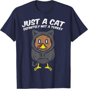 Just A Cat Not Turkey Funny Thanksgiving Dinner Women Kids T-Shirt - T-Shirt | Navy