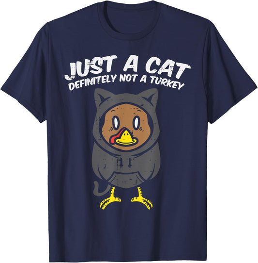 Just A Cat Not Turkey Funny Thanksgiving Dinner Women Kids T-Shirt - T-Shirt | Navy