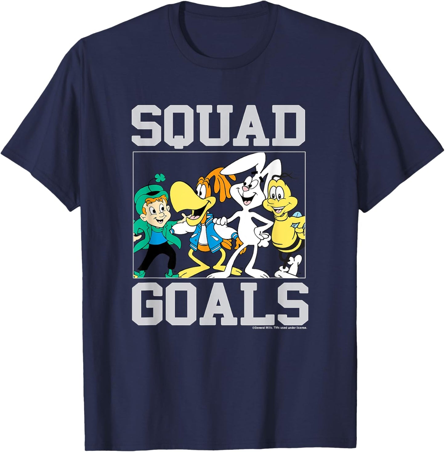 General Mills Squad Goals Cereal Mascots Vintage Group Shot T-Shirt - T-Shirt | Navy