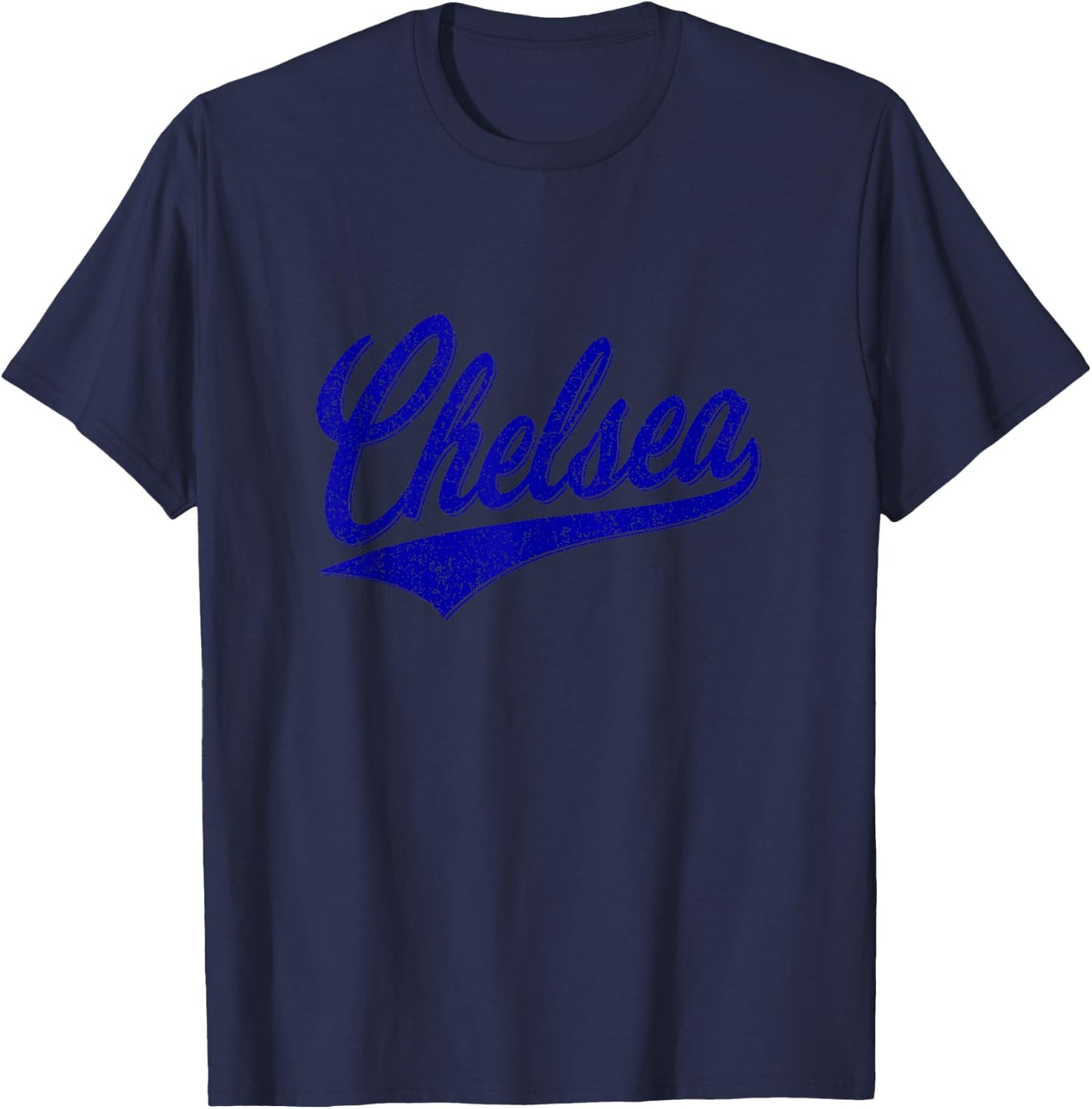 Chelsea London England Script Classic Sporty T-Shirt - T-Shirt | Navy