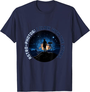 Stellar Clicks - Astro-Photographer's Dream Funny Pun Fun T-Shirt - T-Shirt | Navy