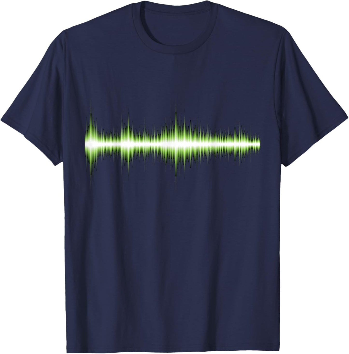 Green Audio Waveform T Shirt - Audio Engineer T-Shirt - T-Shirt | Navy