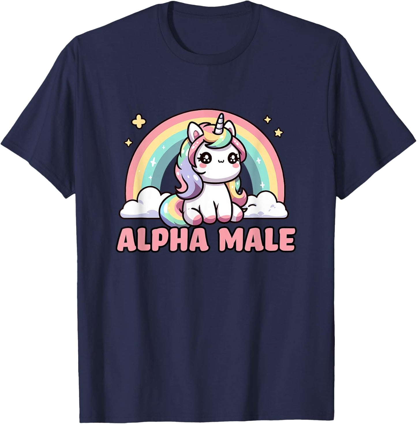 Funny Ironic Men Cute Alpha Male Unicorn , Black, S T-Shirt - T-Shirt | Navy