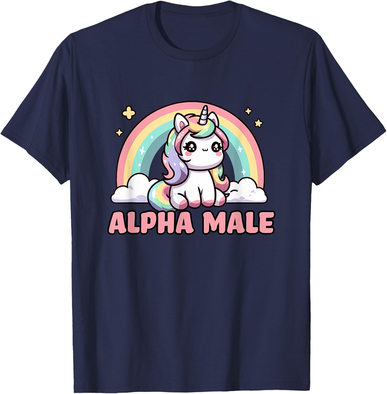 Funny Ironic Men Cute Alpha Male Unicorn , Black, S T-Shirt - T-Shirt | Navy