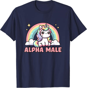 Funny Ironic Men Cute Alpha Male Unicorn , Black, S T-Shirt - T-Shirt | Navy