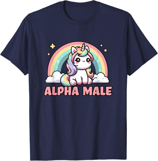 Funny Ironic Men Cute Alpha Male Unicorn , Black, S T-Shirt - T-Shirt | Navy