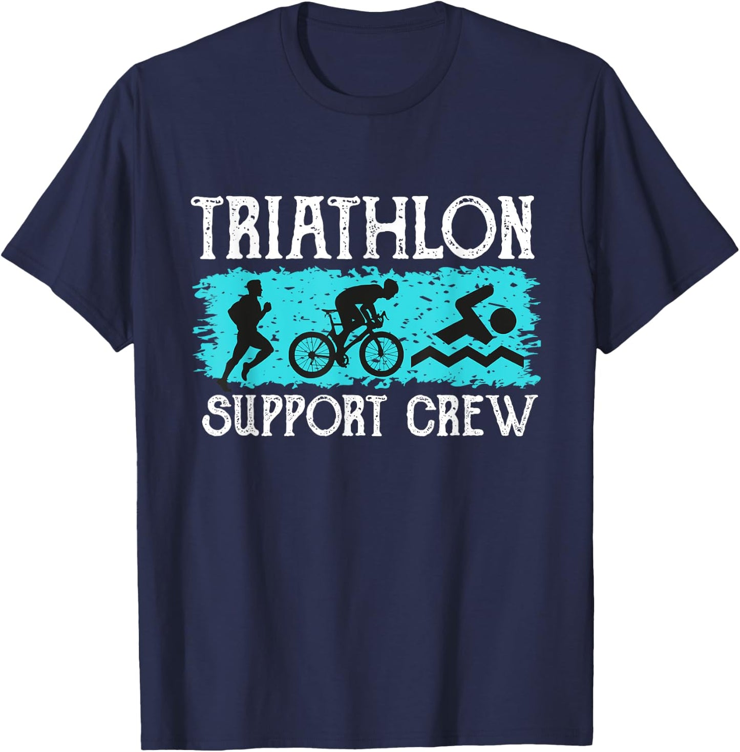 Retro Triathlon Support Crew-swimmer runner biker Triathlon T-Shirt - T-Shirt | Navy