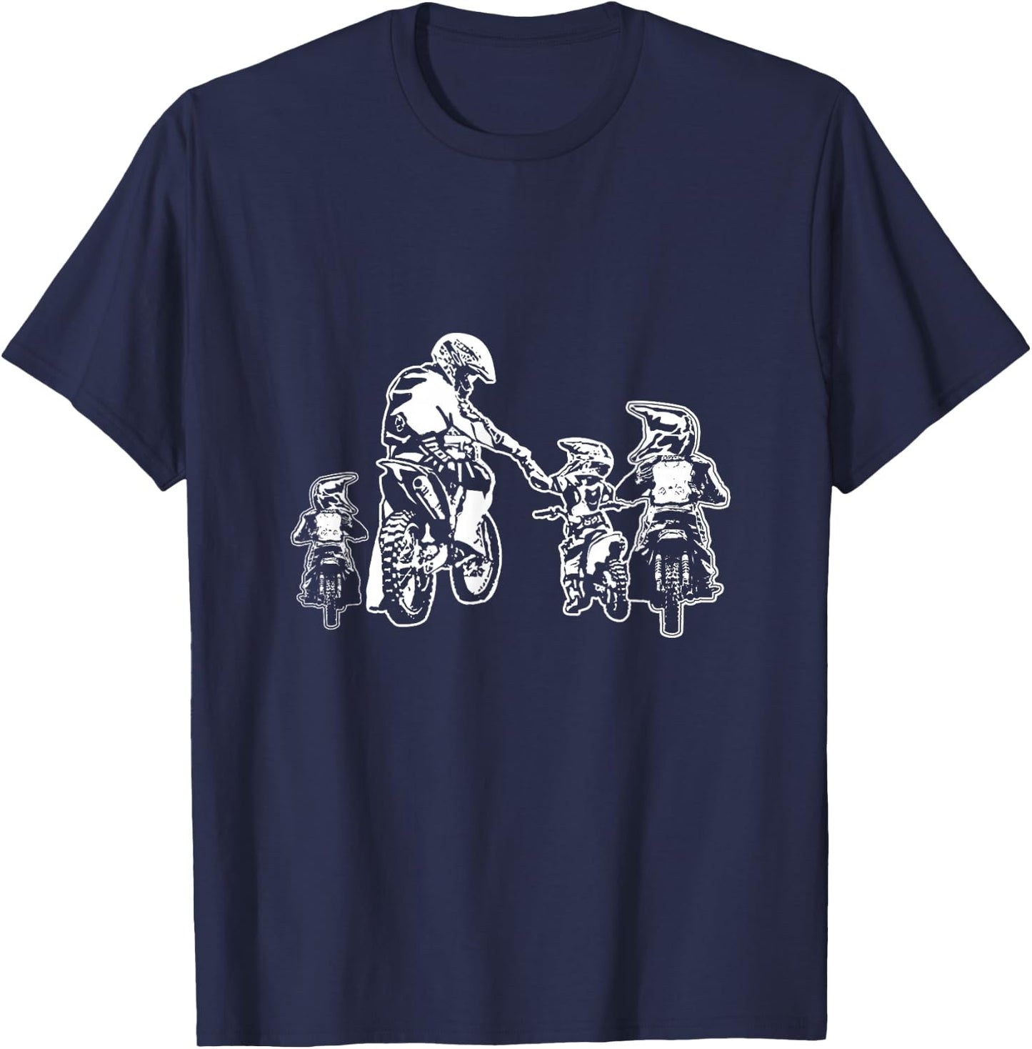 Motocross Dirt Bike Dad with Three Children Motorcycle Father's Day T-Shirt - T-Shirt | Navy