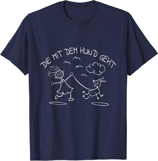 Lustige Sprüche Hundefreund Hunde Geschenk - Women's Black Small EU 3/4 Sleeve Cartoon Dog Saying for Lady or Girl T-Shirt - T-Shirt | Navy