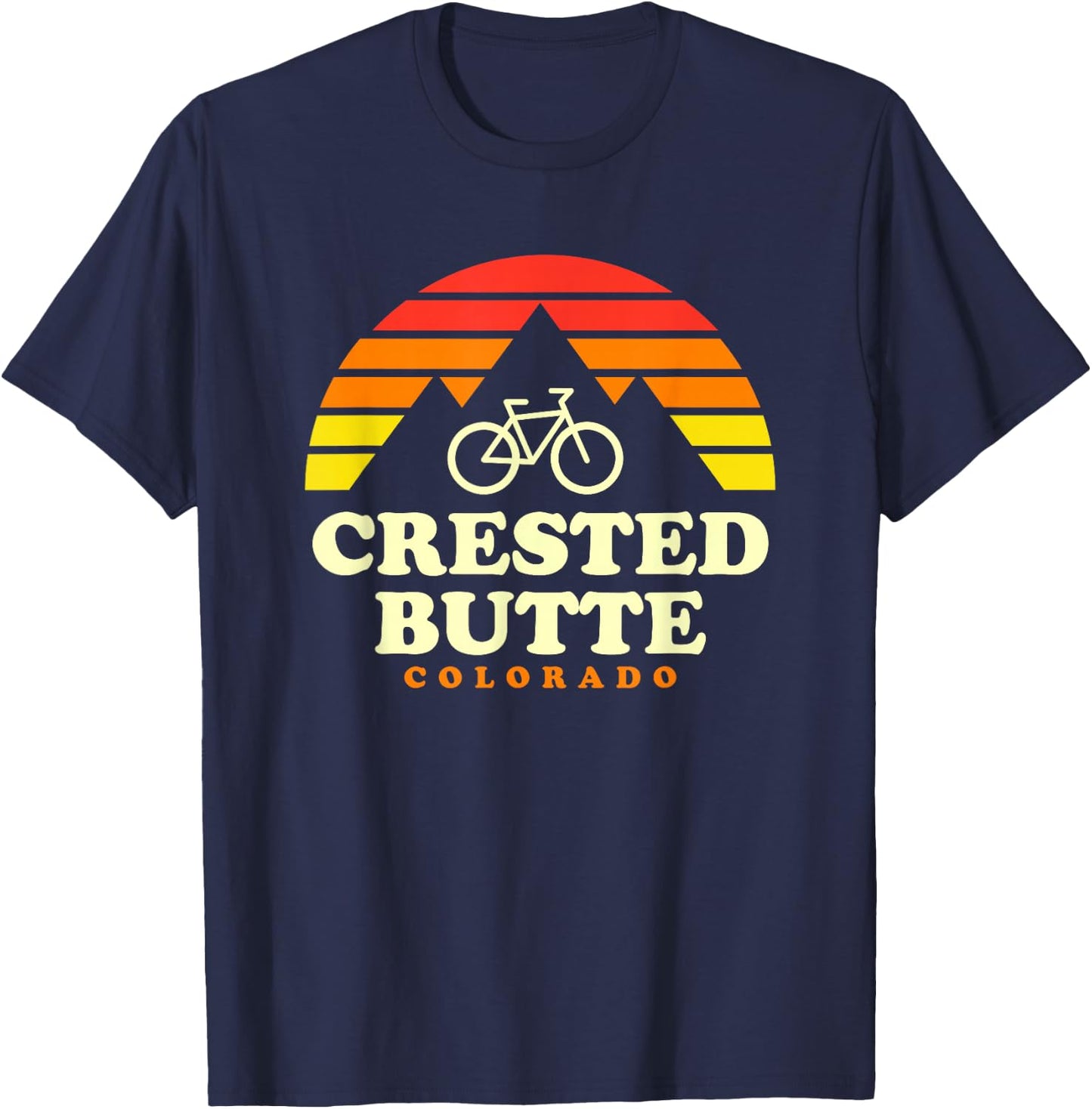 Crested Butte Colorado Mountain Biking Mtb Trails Retro T-Shirt - T-Shirt | Navy