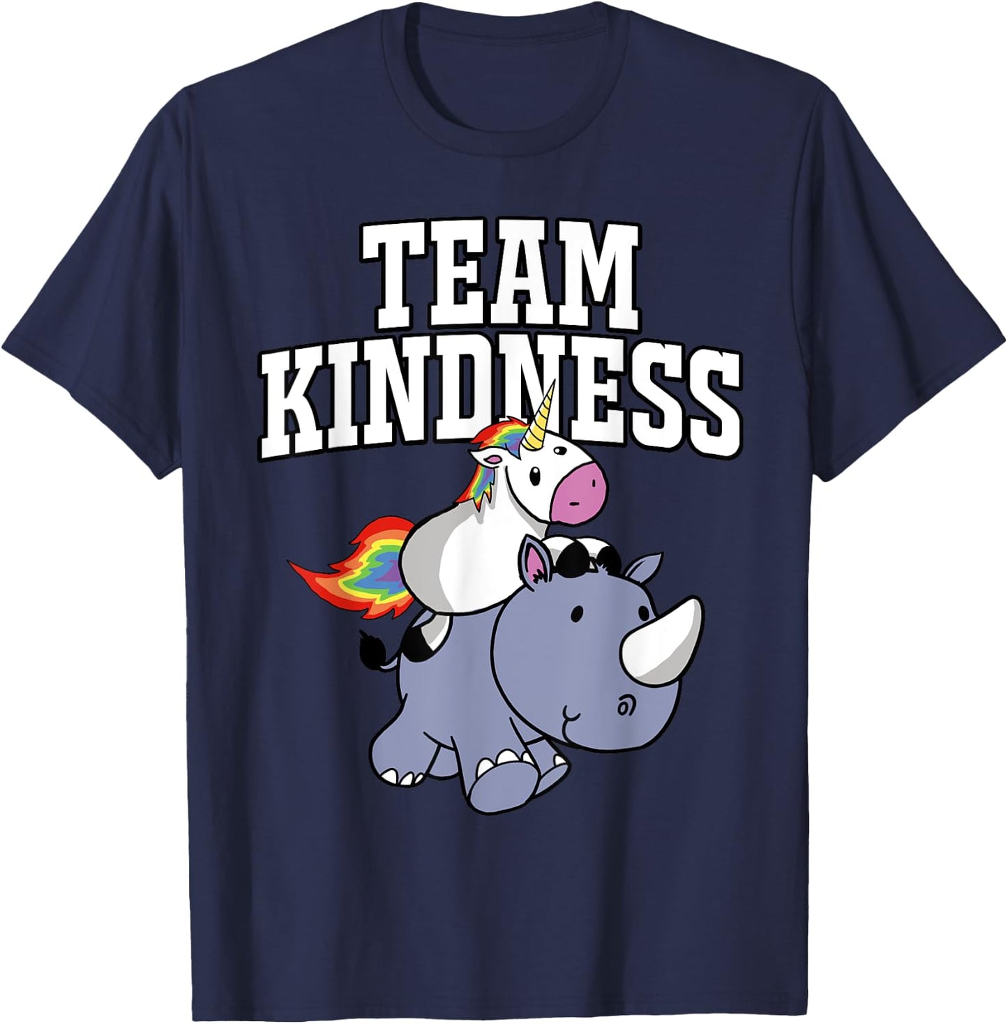 Choose Kind Shirt - Rhino Unicorn Team Kindness Shirt T-Shirt - T-Shirt | Navy