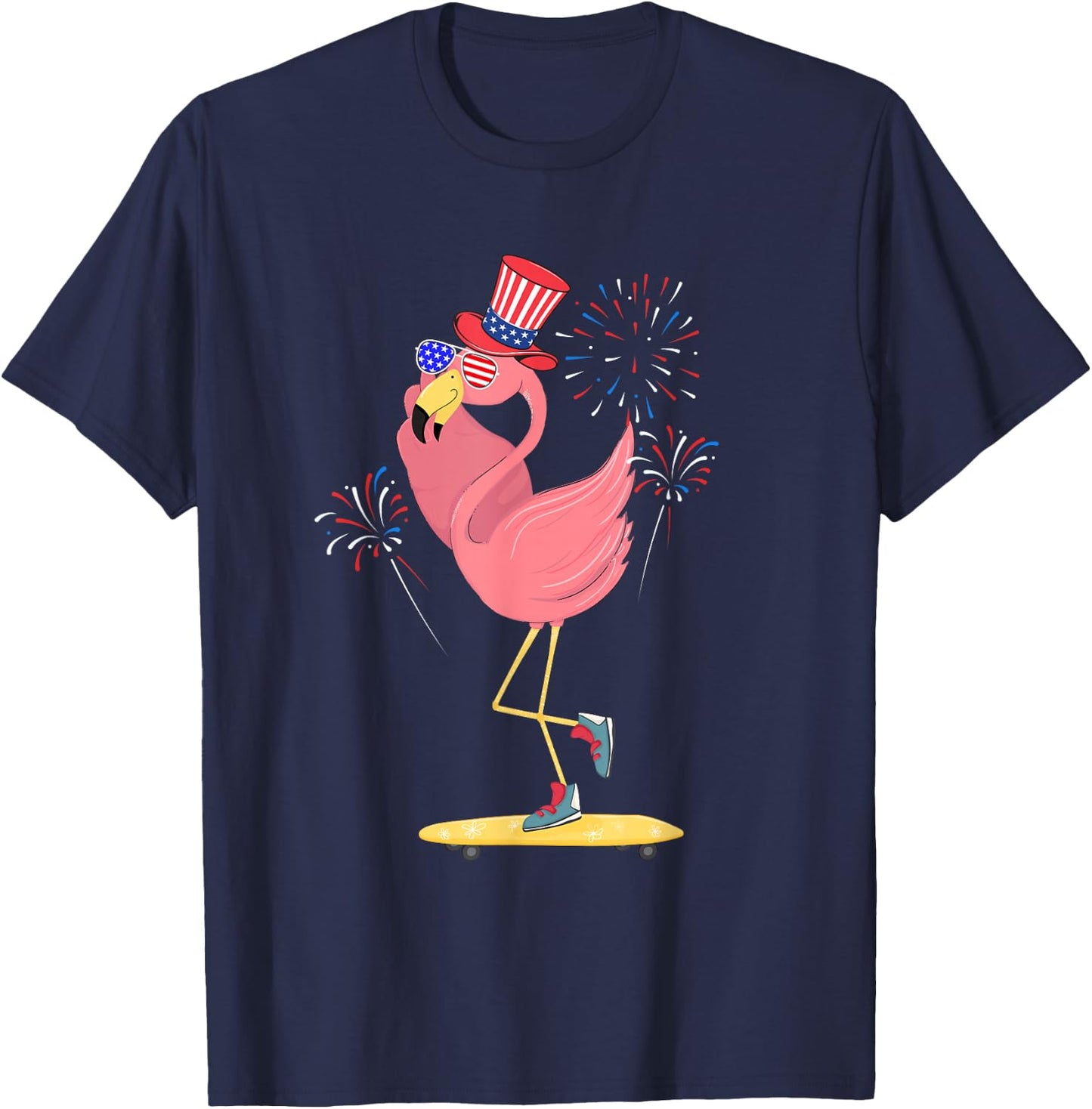 Pink Flamingo 4th Of July Funny Patriotic Bird Lover T-Shirt - T-Shirt | Navy
