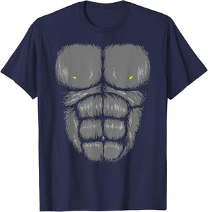 Gorilla Chest Abs Muscles 6 pack Jungle Monkey Retro T-Shirt - T-Shirt | Navy