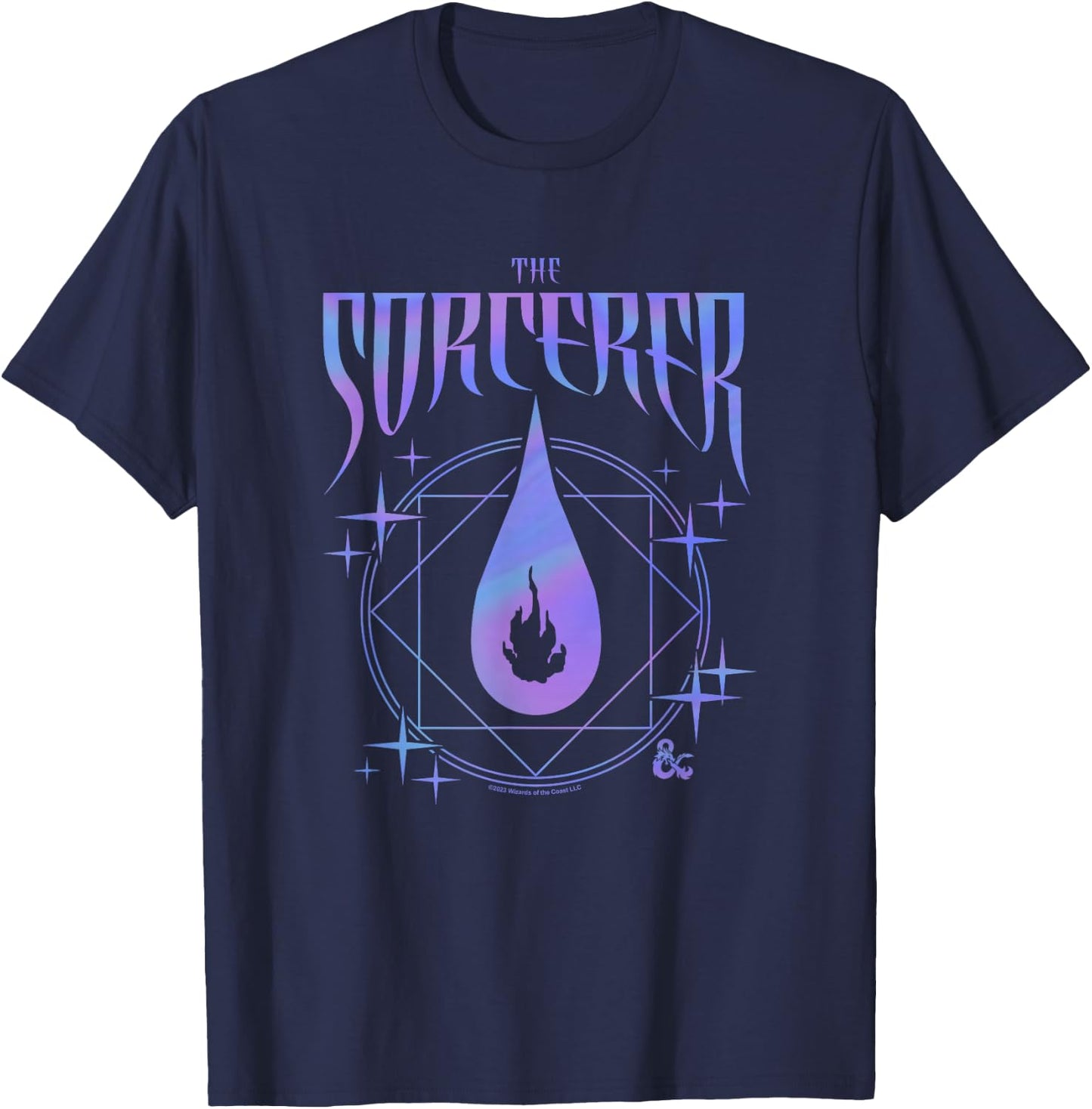 Dungeons & Dragons The Sorcerer Neon Flame Emblem Logo T-Shirt - T-Shirt | Navy