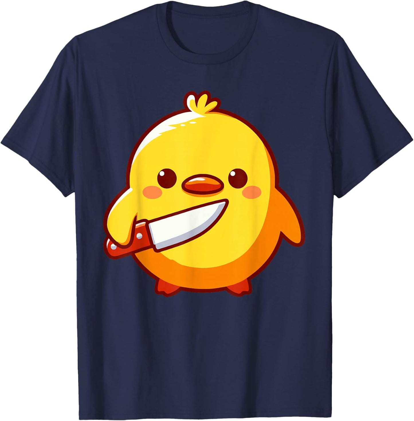 Duck with Knife Meme Chick with Knife T-Shirt - T-Shirt | Navy
