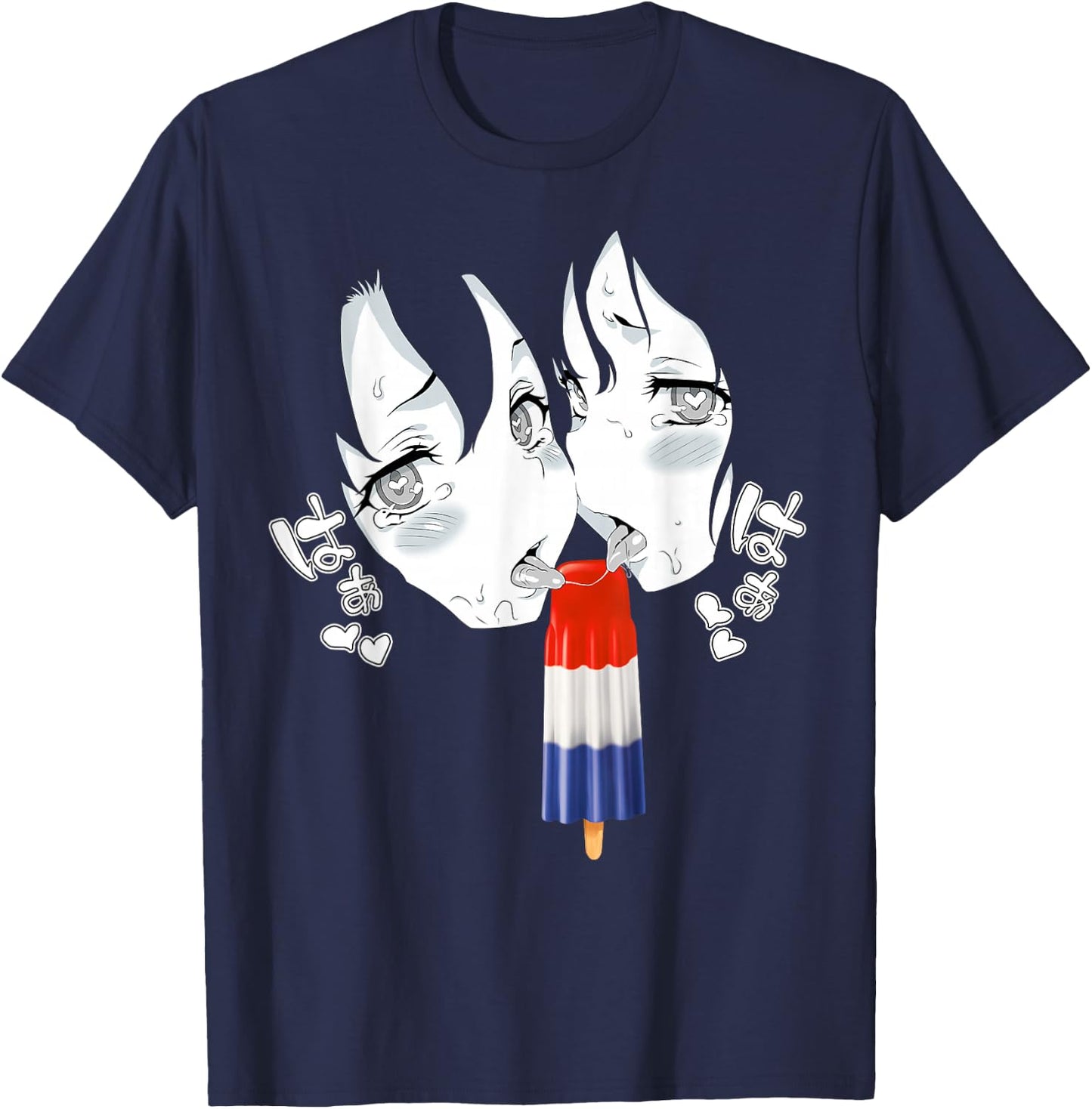 Ahegao Face Anime Manga Hentai Popsicle Apparel T-Shirt - T-Shirt | Navy
