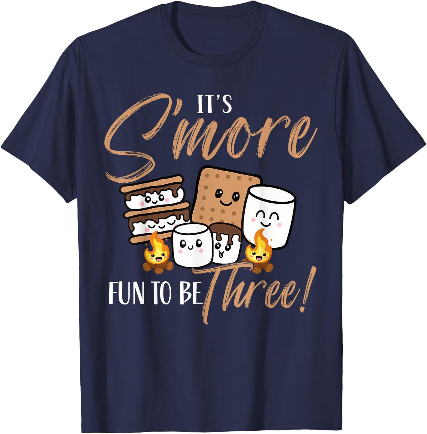 It's S'more Fun To Be Three 3 Birthday Campfire Marshmallow T-Shirt - T-Shirt | Navy