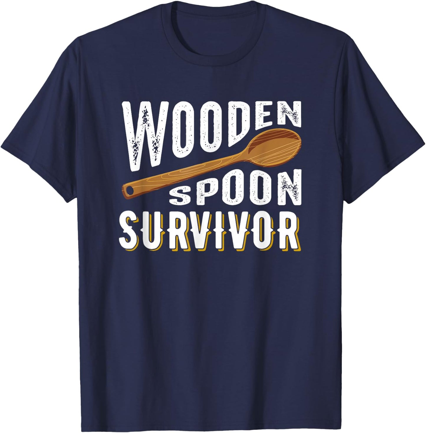Wooden Spoon Survivor Champion Funny Gift T-Shirt - T-Shirt | Navy