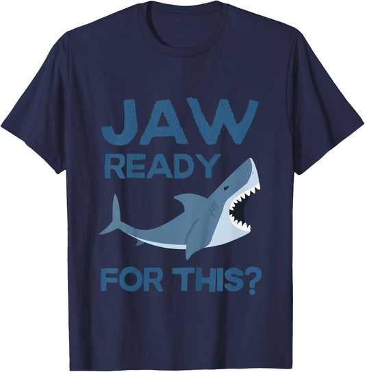 Kids Funny Kids Shark Humor Jaw Ready for This Boys Girls Youth T-Shirt - T-Shirt | Navy