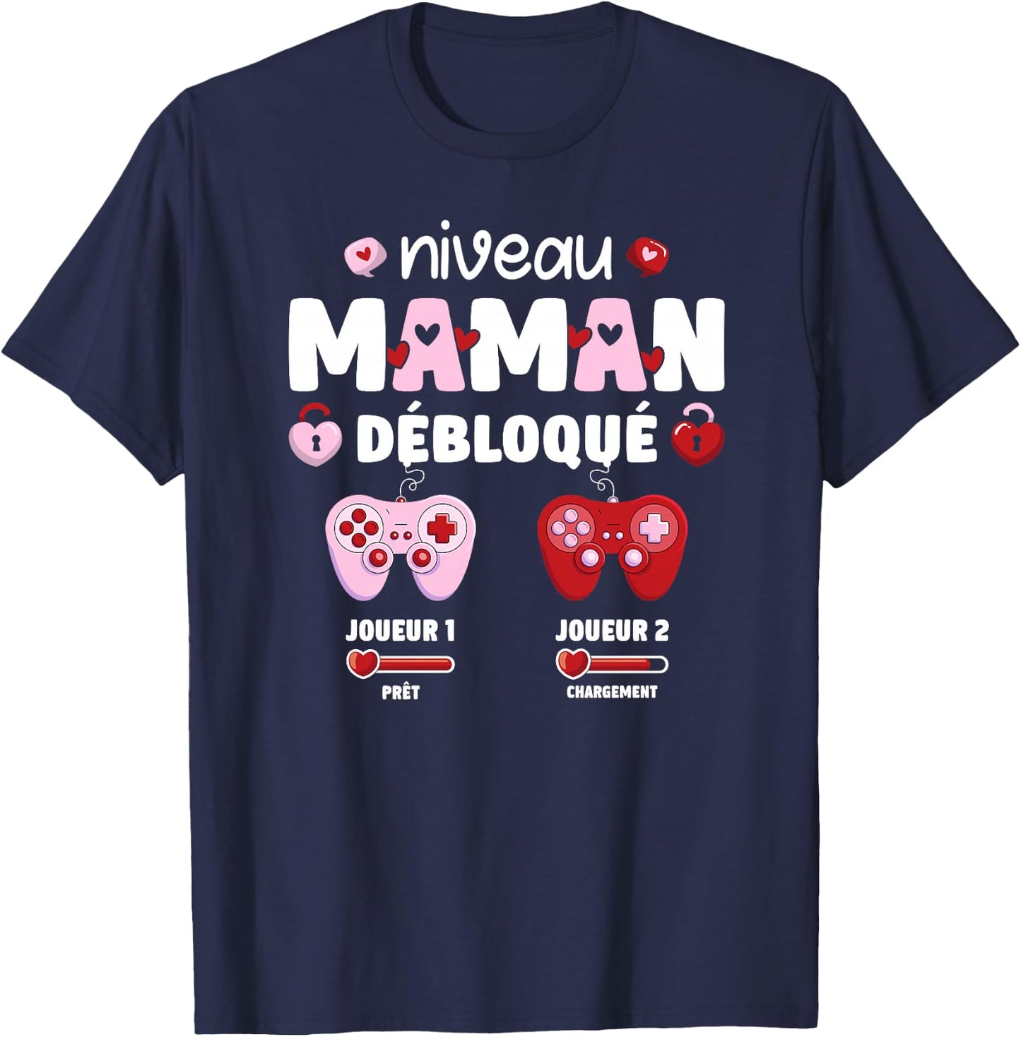 Enceinte Maman Niveau Maman Débloqué Geek en Cours 2025 Haut de Gamme T-Shirt - T-Shirt | Navy