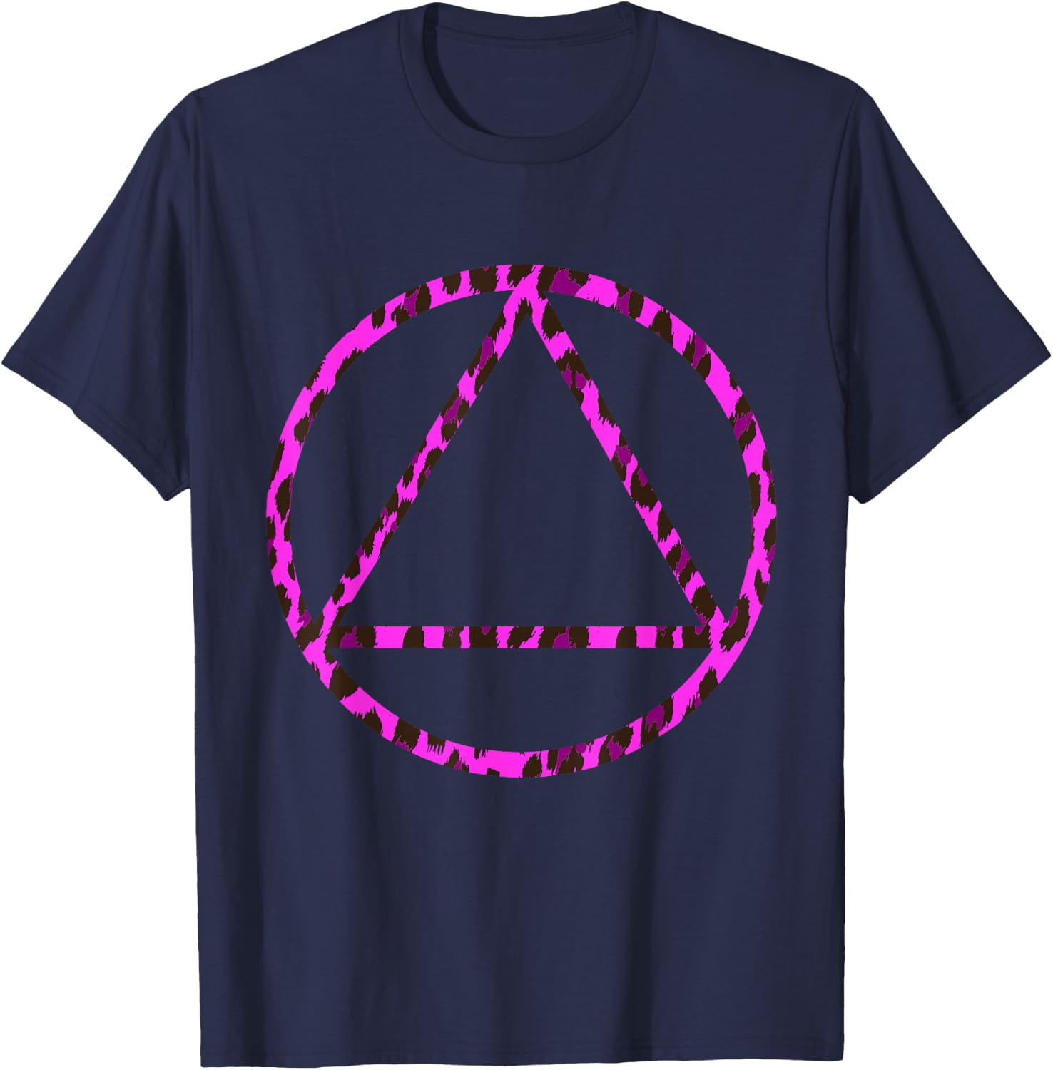 Sobriety Leopard Sober Alcoholic Abstinence AA Support T-Shirt - T-Shirt | Navy