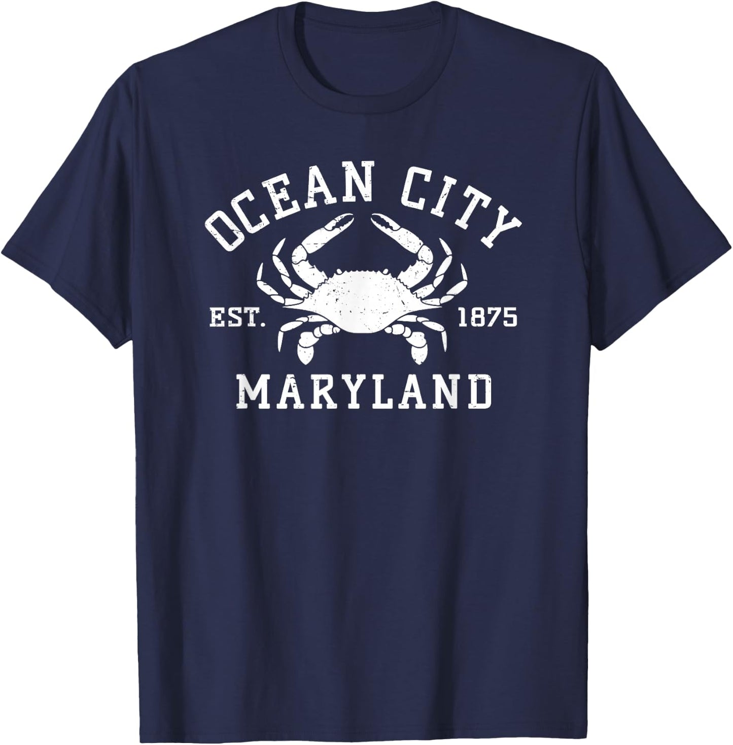 Ocean City Maryland Crab Souvenir Retro Throwback Men Women T-Shirt - T-Shirt | Navy