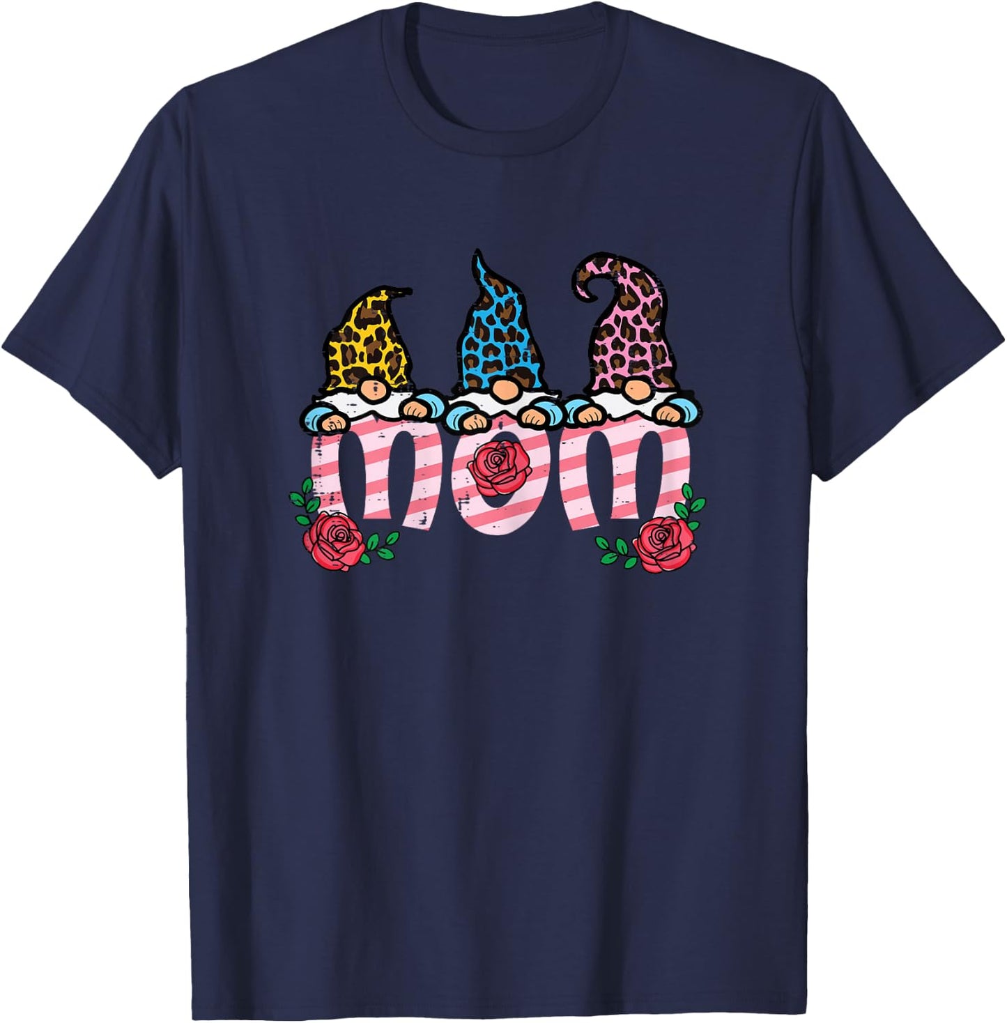 Mothers Day Gnomes Mom Cute Mama Mommy Floral Garden Women T-Shirt - T-Shirt | Navy