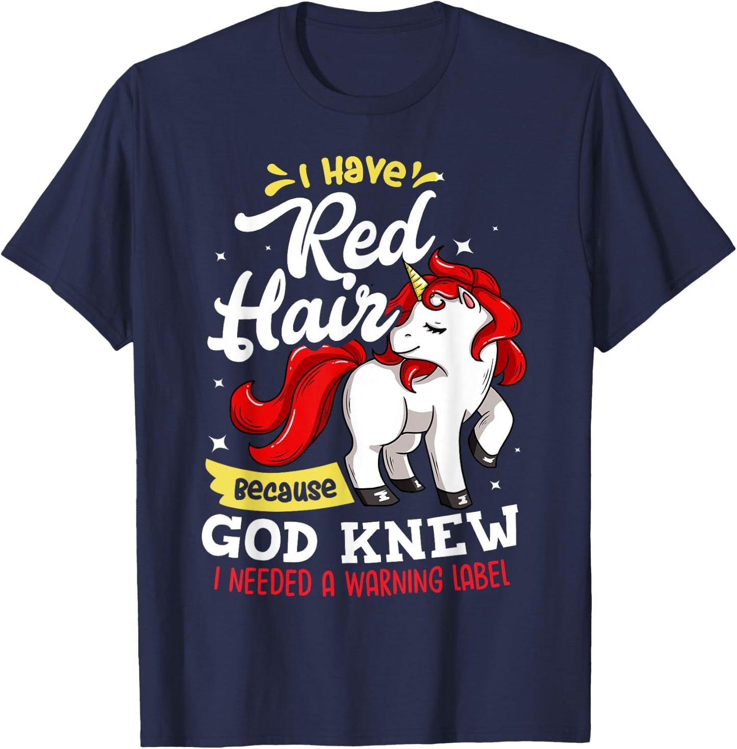 Red Hair Warning Label Gift Funny Redhead T-Shirt - T-Shirt | Navy