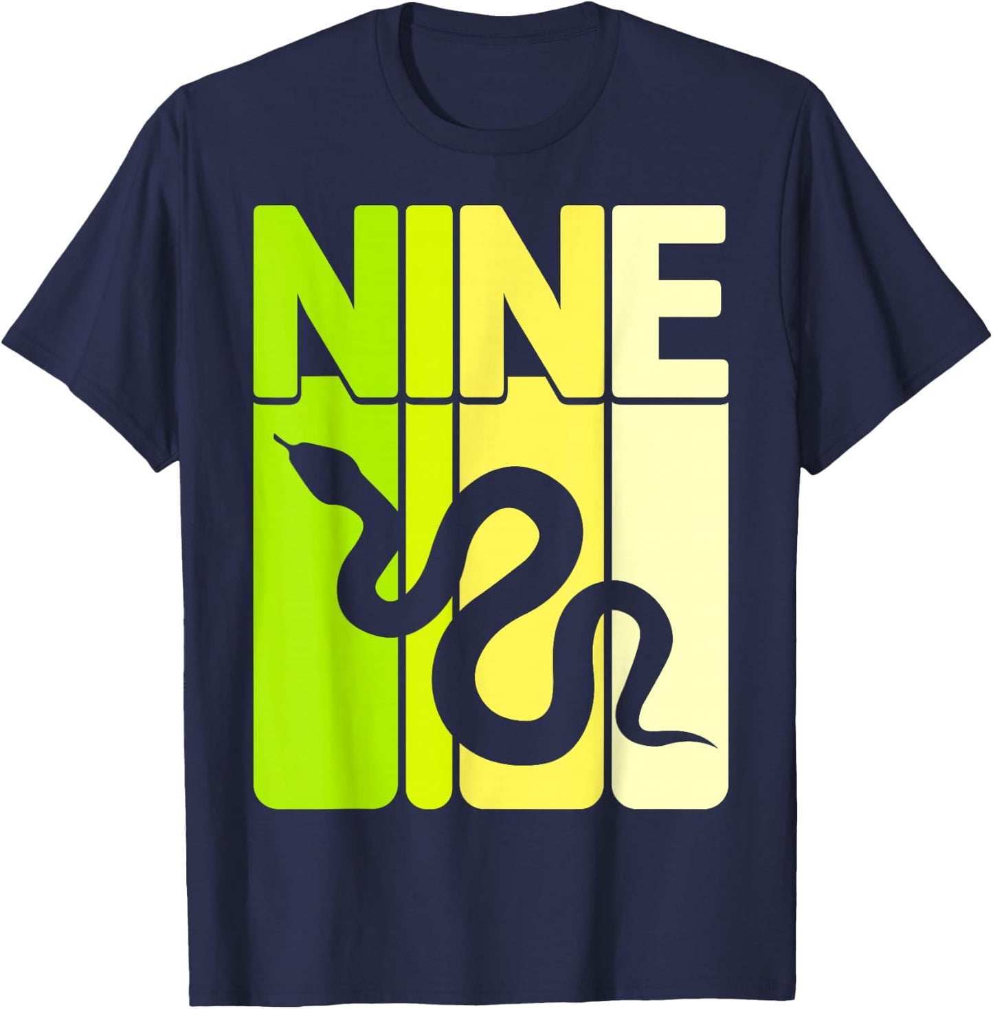 9th Birthday Party Reptile Snake Lover Nine Year Old Kids T-Shirt - T-Shirt | Navy