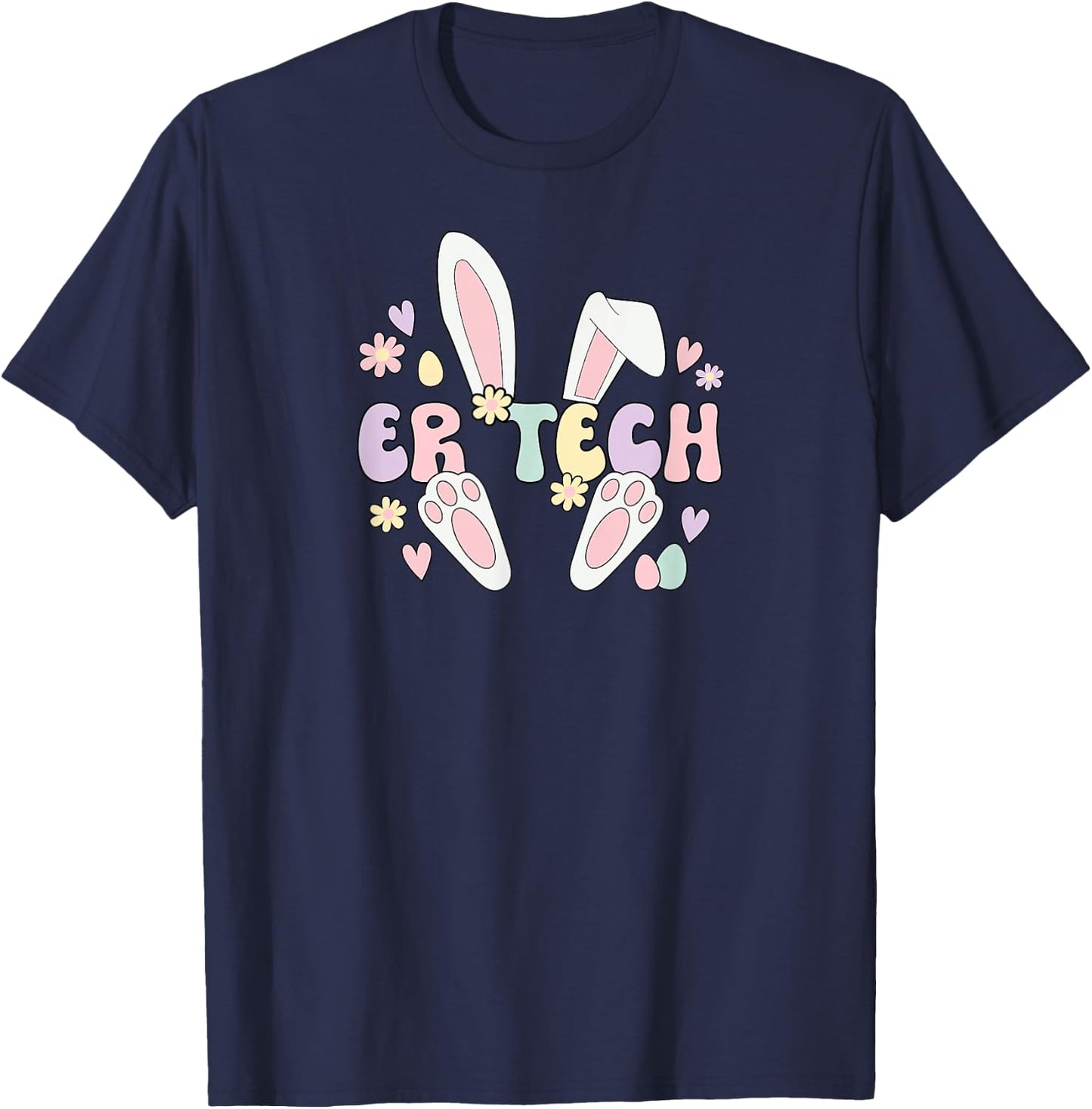 ER Tech Easter Bunny Emergency Room Tech Easter Day T-Shirt - T-Shirt | Navy