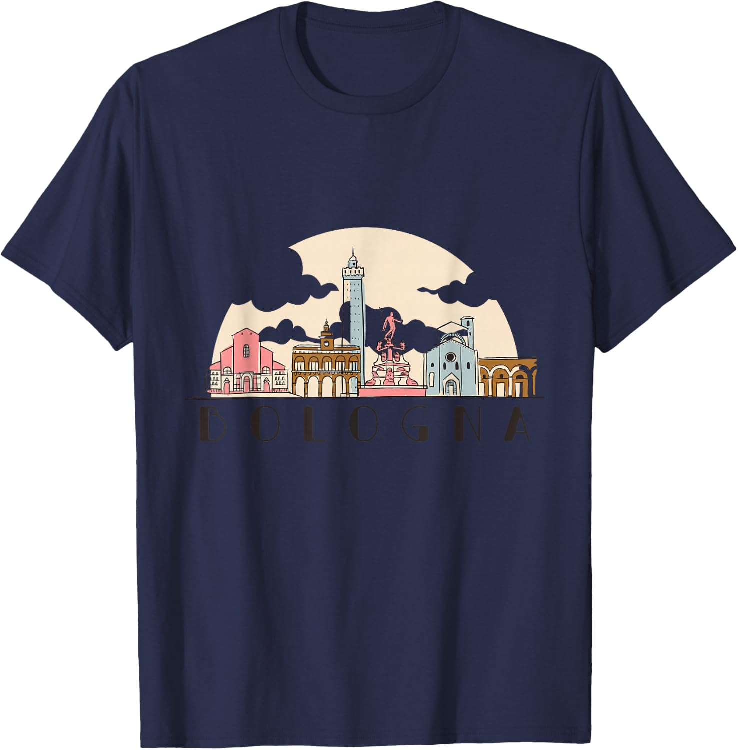 Bologna Skyline Vintage Italian Souvenir Italy T-Shirt - T-Shirt | Navy