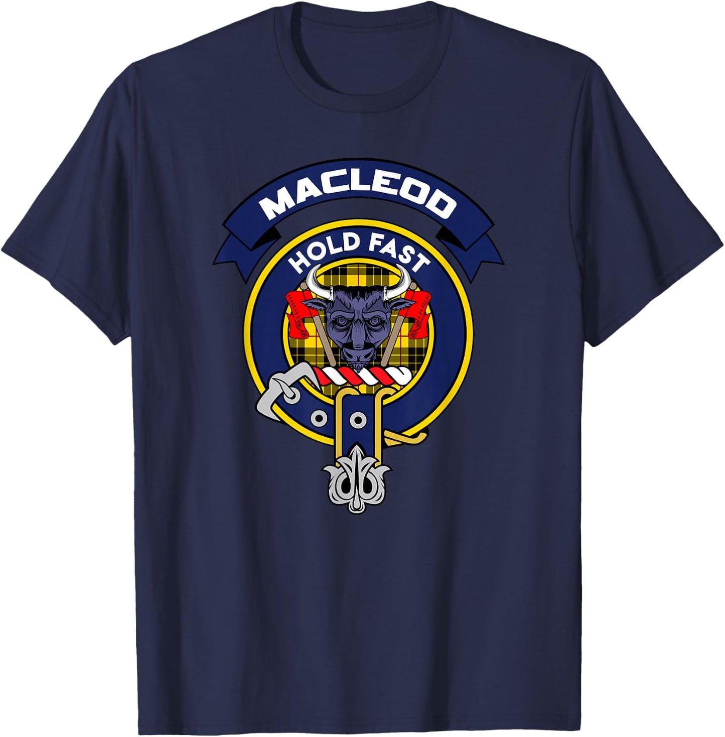 MacLeod Clan Badge Scottish Tartan T-Shirt - T-Shirt | Navy