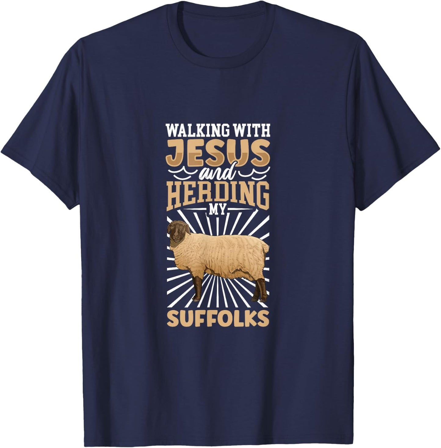 Jesus and sheep - Suffolk T-Shirt - T-Shirt | Navy