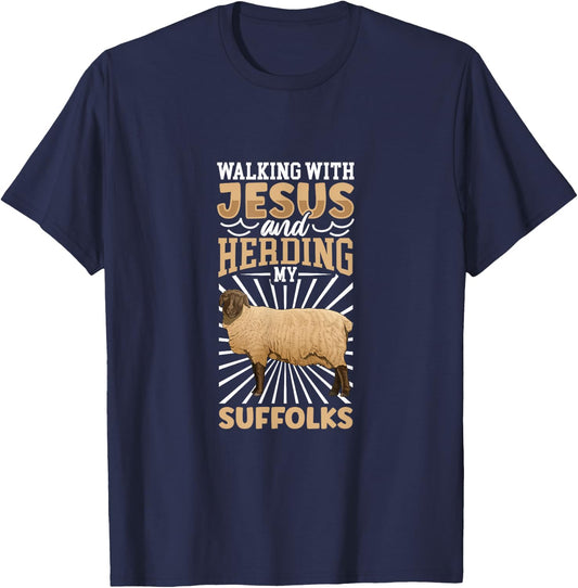 Jesus and sheep - Suffolk T-Shirt - T-Shirt | Navy