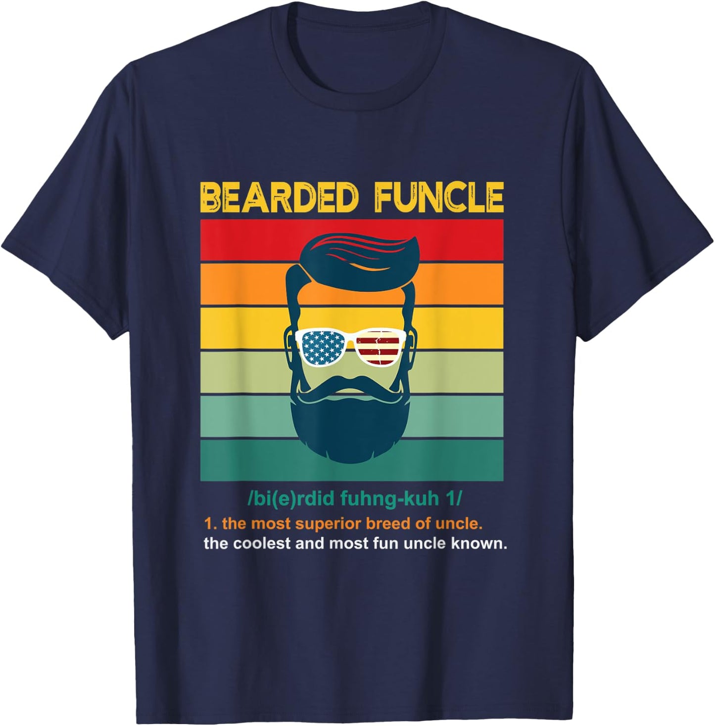 Bearded Funcle, uncle gift T-Shirt - T-Shirt | Navy