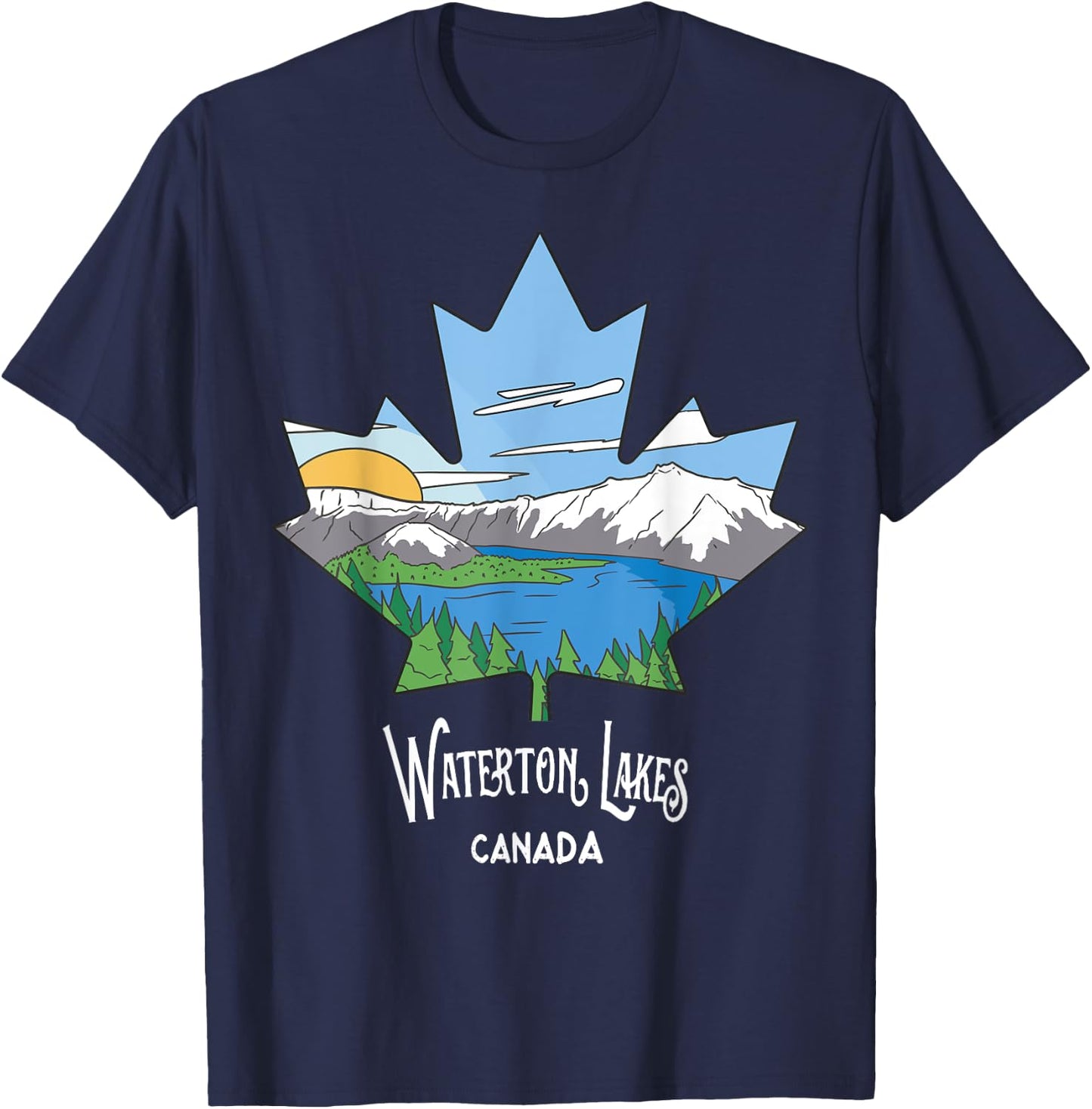 Waterton Lakes National Park Alberta Canada Landscape Art T-Shirt - T-Shirt | Navy