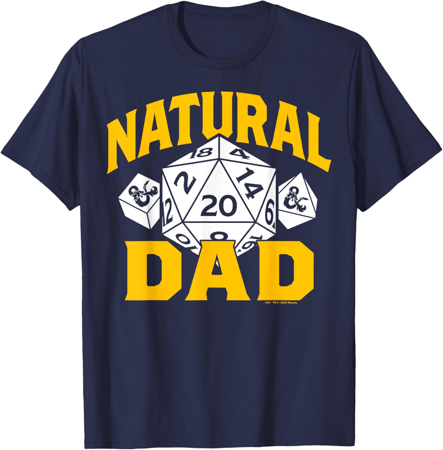 Dungeons & Dragons Father's Day Natural 20 Dad D20 D4 D8 T-Shirt - T-Shirt | Navy