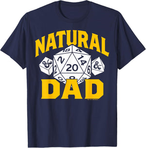 Dungeons & Dragons Father's Day Natural 20 Dad D20 D4 D8 T-Shirt - T-Shirt | Navy