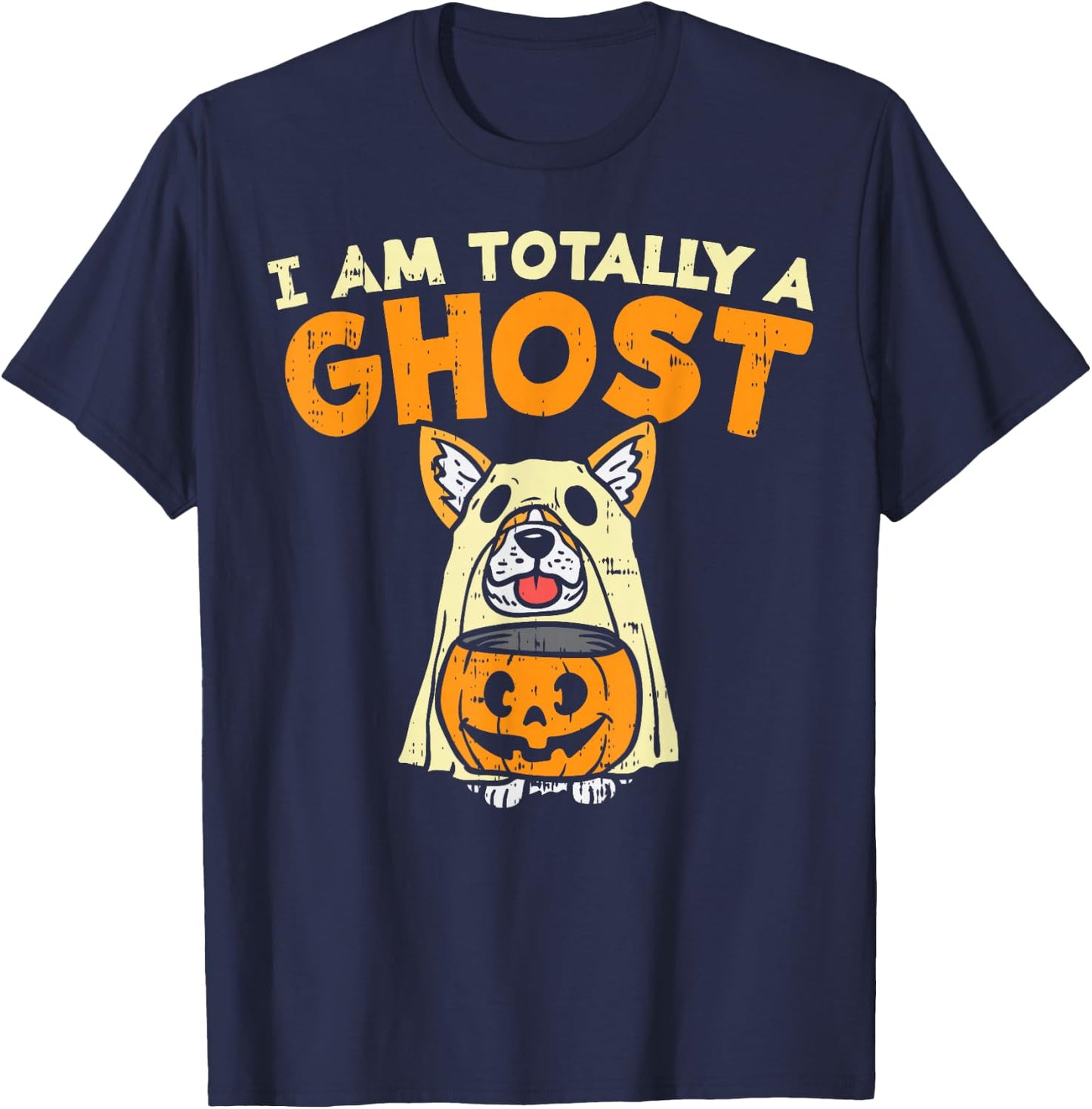 Welsh Corgi Totally Ghost Funny Halloween Costume Dog Owner T-Shirt - T-Shirt | Navy
