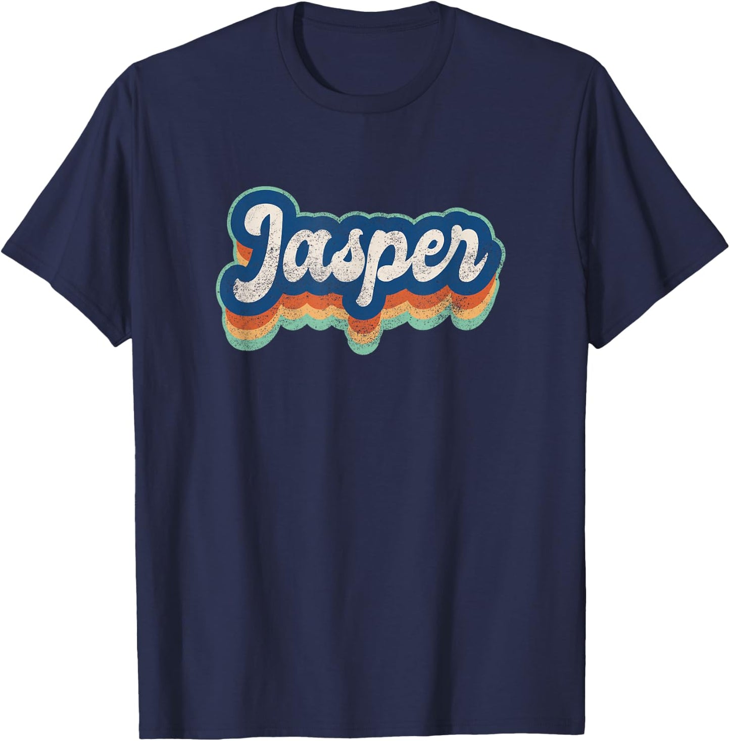 Jasper First Name Boy Vintage Style 70s 80s Personalized T-Shirt - T-Shirt | Navy