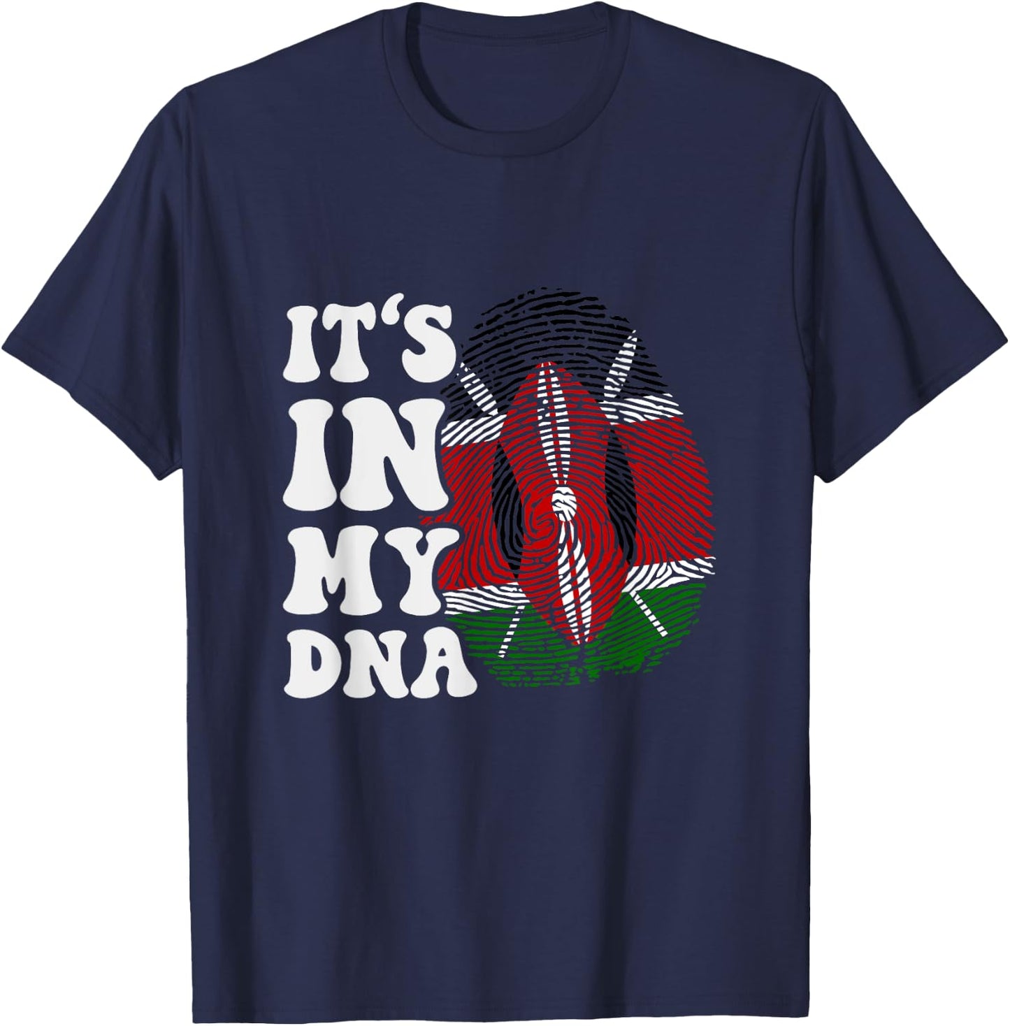 Funny It's In My DNA Fingerprint Flag Of Kenya T-Shirt - T-Shirt | Navy